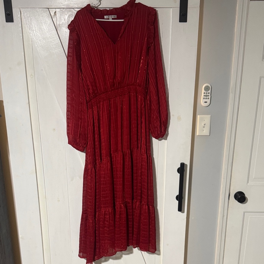 Joy Joy Deep Red Long Sleeve Dress